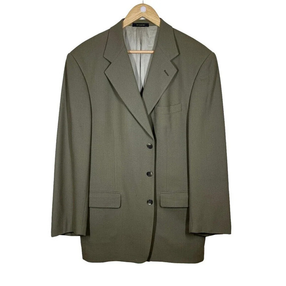 GiVENCHY Mens Blazer Green Tan Color Union Made 3 Button Notch Lapel Long Sleeve - Picture 1 of 13